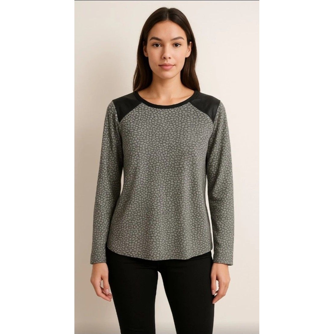 Southern Lady Gray And Black Blouse